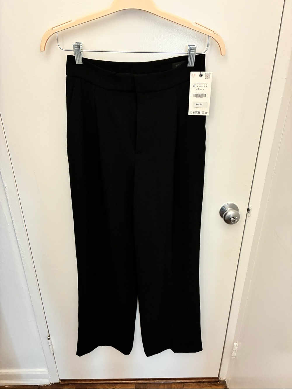 Zara Black Wide-Leg Trouser Pant — Size Small NWT
